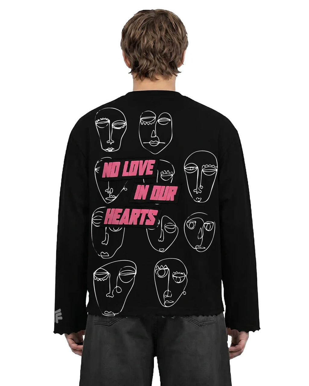 Clostar Oversized Full Sleeve Graphic T-Shirt – Black Premium Cotton Relaxed Fit
