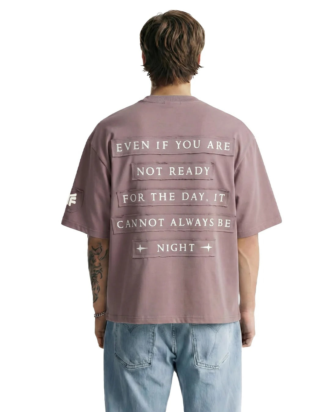 Clostar Oversized Typography Print T-Shirt – Mauve Premium Cotton Relaxed Fit